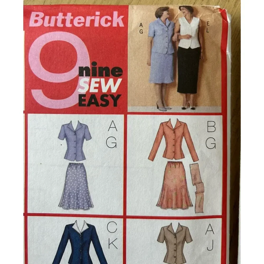 VTG 80s Sew Pattern Separates Jacket Skirt, Pants Top 8-10-12-14 Butterick 90s